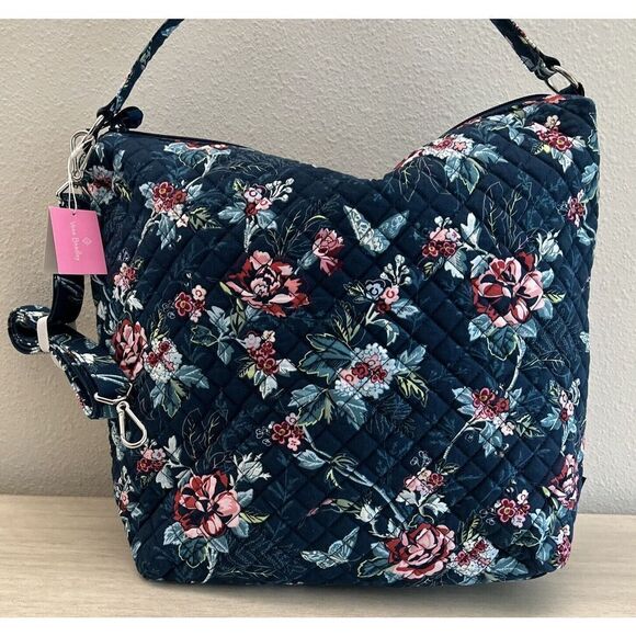 Vera Bradley Oversized Shoulder Hobo Bag Rose Toile Recycled Cotton - Picture 13 of 13